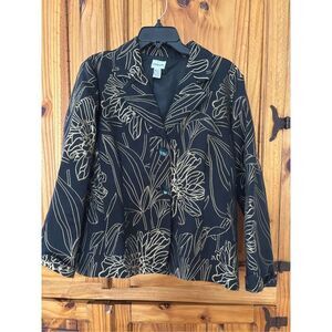 Chico’s Black and Gold Floral Print Blazer